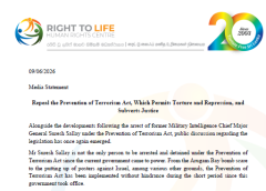 Repeal the Prevention of Terrorism Act, Which Permits Torture and Repression, and Subverts Justice